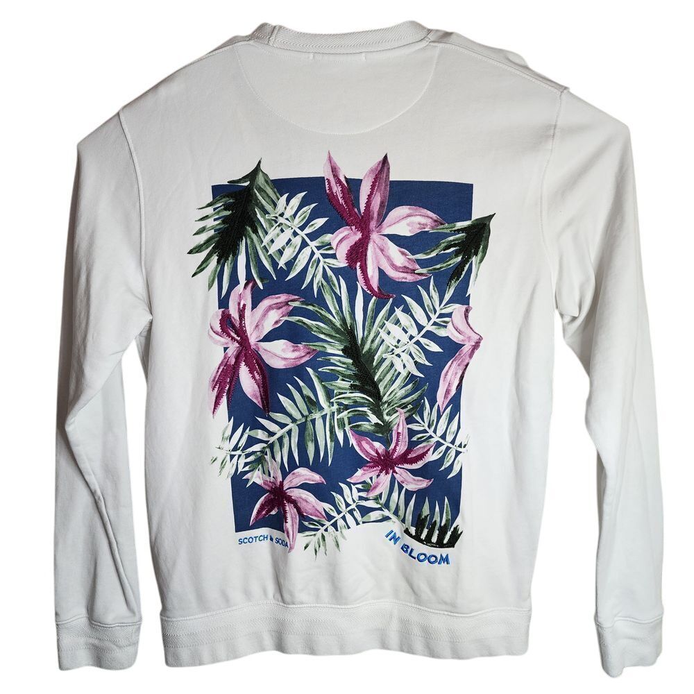 Scotch & Soda Pullover Sweatshirt Men's Large Weekend Edition Embroidered Floral - Picture 2 of 7